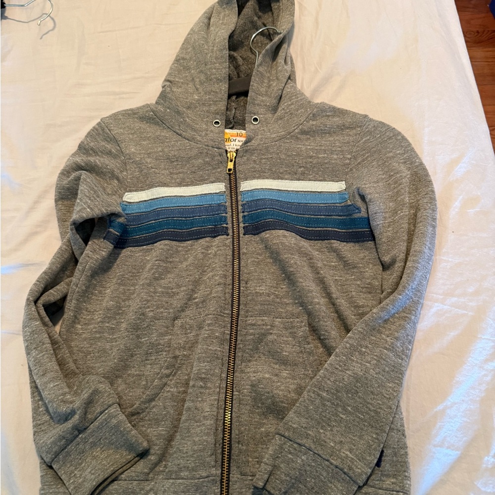Gray and Blue Striped Men's Hoodie